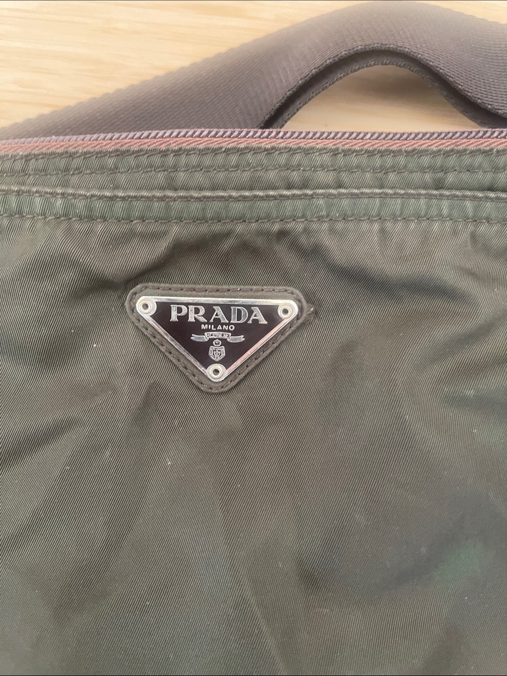 Vintage Prada Brown Nylon Messenger Bag/Pouch with Strap